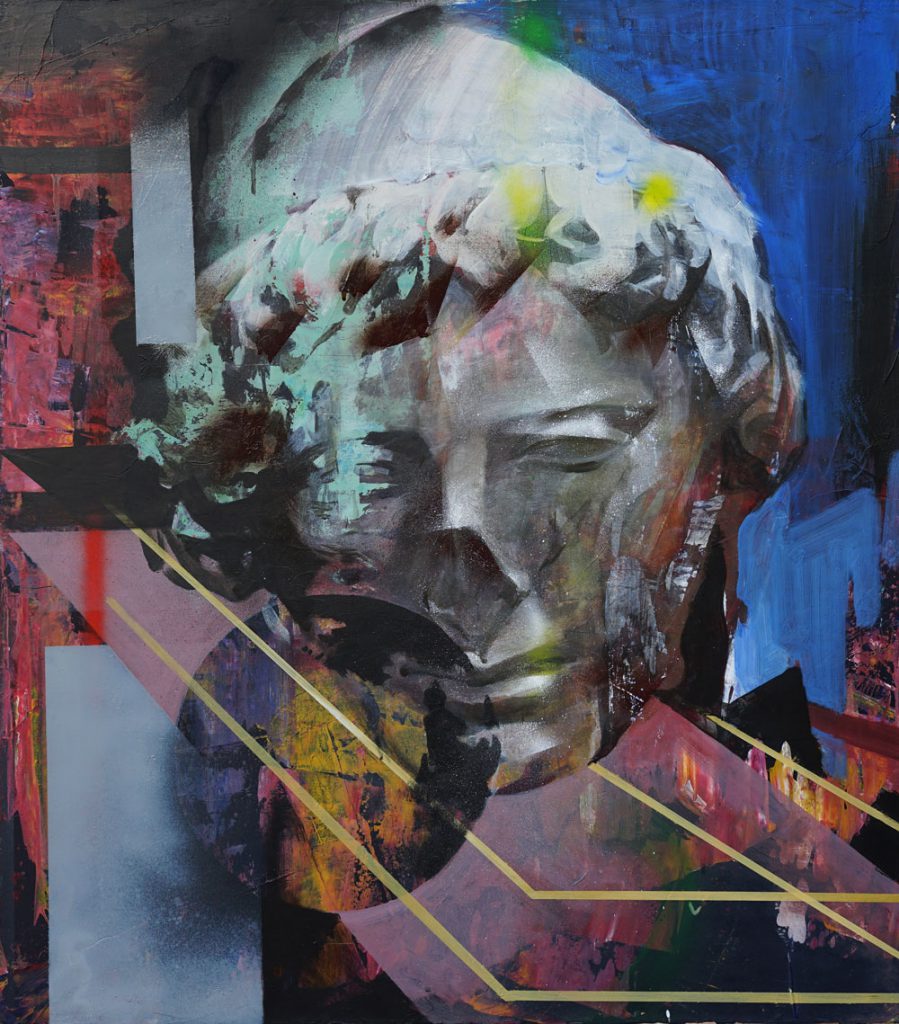 Soojie Kang - Statue nr.3 - 80 x 90cm - mixed media on canvas - 2019