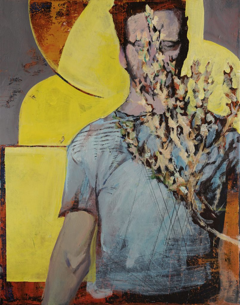 Soojie Kang - Man with yellow and grey - 40 x 50cm - acyrlic on canvas - 2019