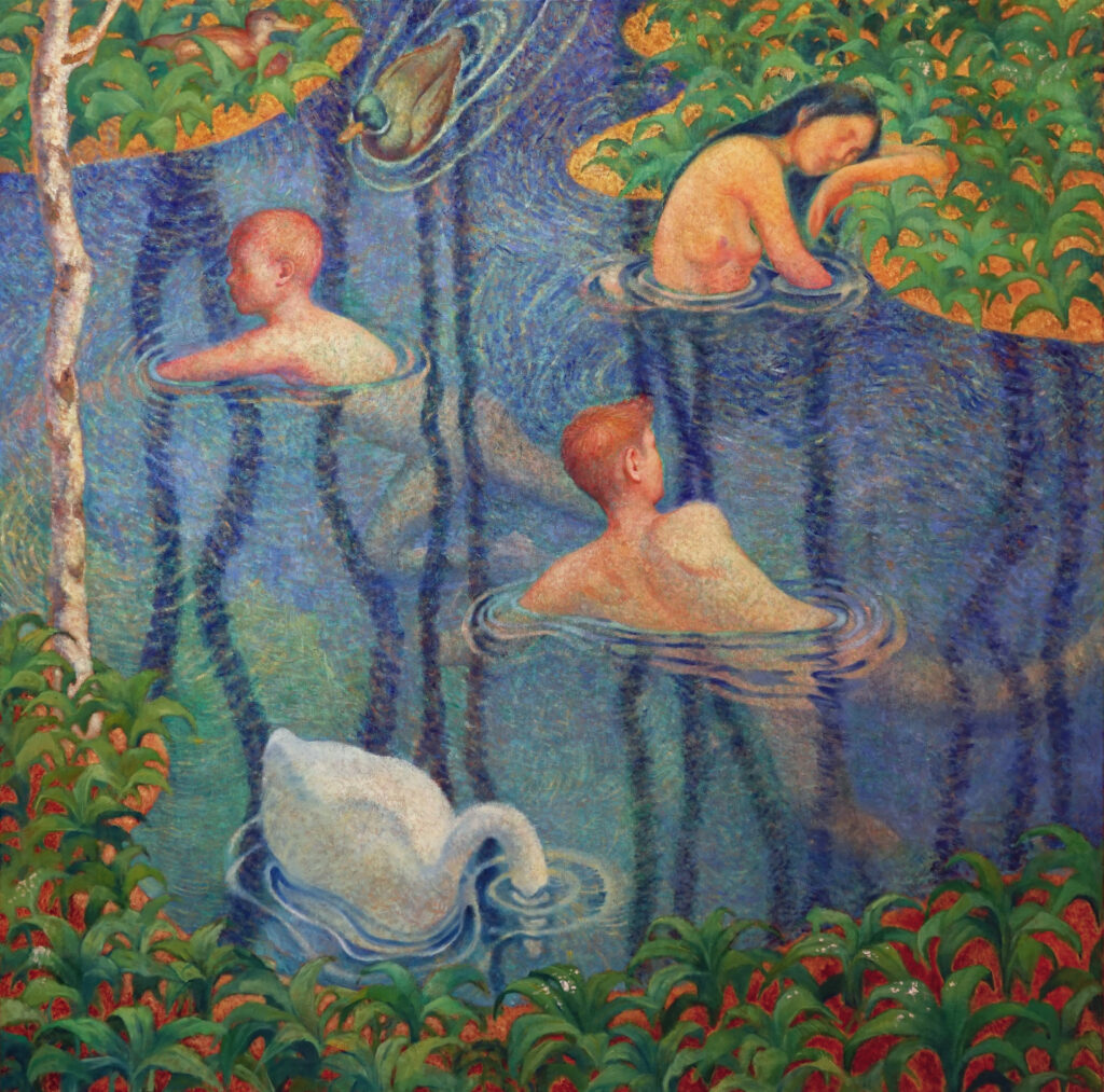 Bärlauchwald, 150 x 150cm, Öl auf Leinwand, 2025